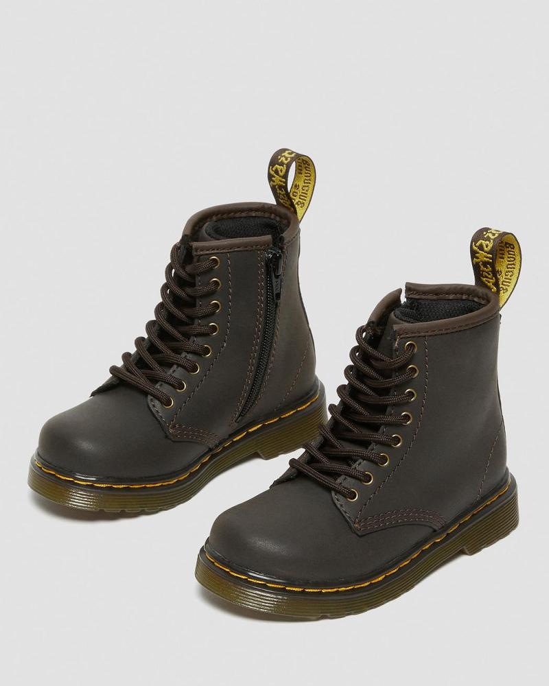 Dark / Brown Kids' Dr Martens Toddler 1460 Wildhorse Leather Lace Up Boots | CA 706OKI